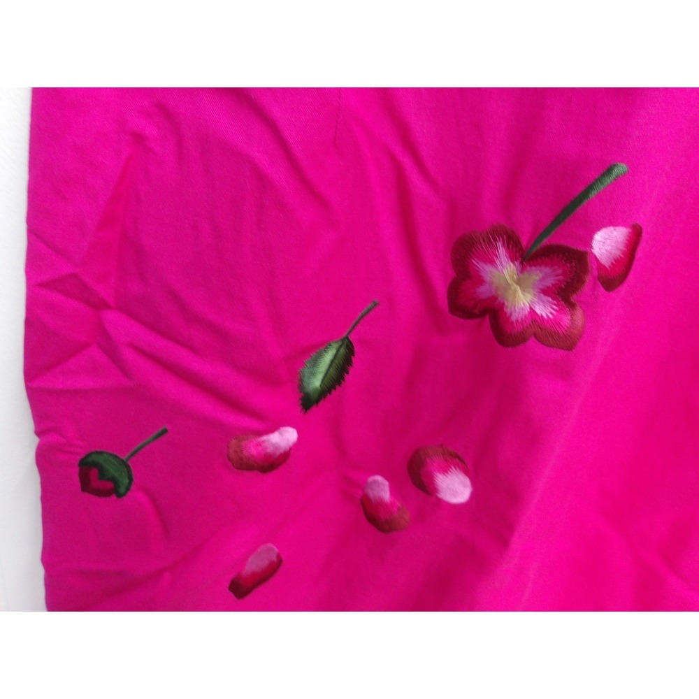 Donna Morgan Pink Linen Sheath Dress Floral Cherry Embroidery Sz 6 /#8043 - Picture 4 of 7